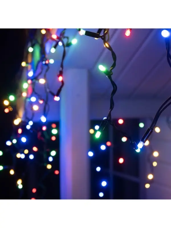 Гирлянда &laquo;Бахрома&raquo; 3&times;0.6 м, IP65, УМС, тёмная нить каучук, 108 LED, свечение мульти, 220 В