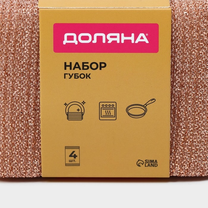 Набор губок скраберов с металлической нитью Доляна, 5 шт, 12,5×8,5×1,5 см Набор губок скраберов с металлической нитью Доляна, 5 шт, 12,5×8,5×1,5 см