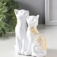 Фигурка полистоун &laquo;Кот и Кошка&raquo; белый, 14&times;13 см