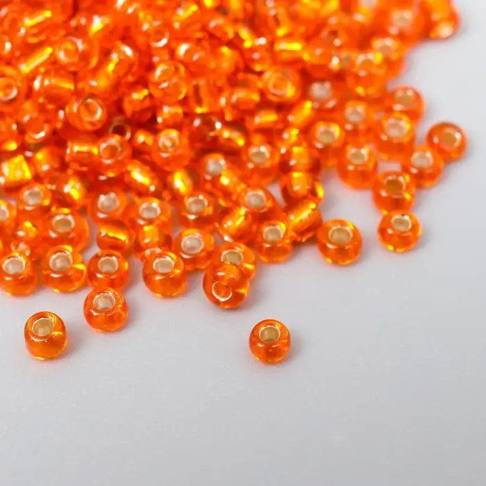 Бисер круглый 12/0 в бутылочке  Бисер круглый 12/0 в бутылочке "Оранжевый" прозрачно-цветной 20 гр