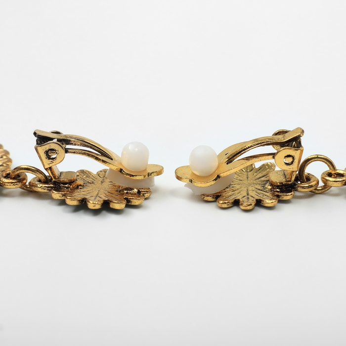 Клипсы &laquo;Этника&raquo; цветочные круги, цвет голубой в чернёном золоте