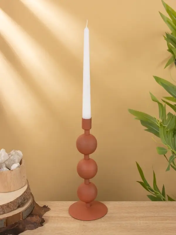 Подсвечник на 1 свечу текстурный  Подсвечник на 1 свечу текстурный "Терракотовый" с 3 сферами 10х10х25 см