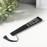 Веер складной с кисточкой &laquo;Греческий орнамент&raquo;, чёрный с золотом, 23 см