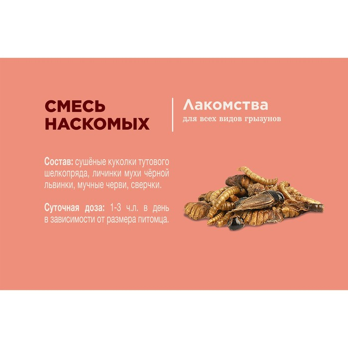 Лакомство Little One  Лакомство Little One "Смесь насекомых" для всеядных грызунов, 75 г