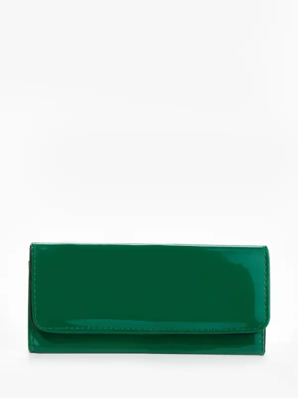 Кошелёк женский на магните, 19.5&times;2.5&times;9 см, лаковый, зелёный