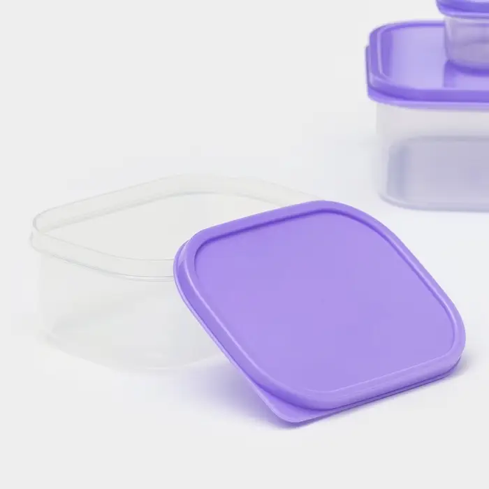 Набор контейнеров пищевых прямоугольных Доляна, 3 шт: 150 мл, 500 мл, 1,2 л, цвет сиреневый Набор контейнеров пищевых прямоугольных Доляна, 3 шт: 150 мл, 500 мл, 1,2 л, цвет сиреневый