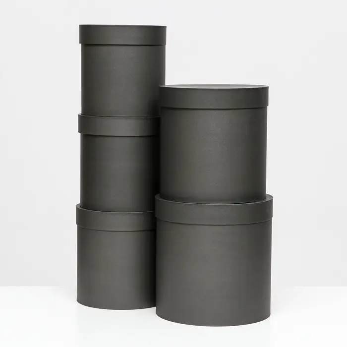 Набор круглых коробок 5 в 1 &laquo;Краски&raquo;, чёрный однотонный, 25&times;25&times;25 - 19&times;19&times;19 см