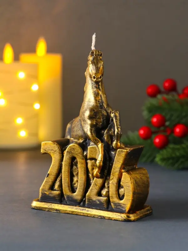 Декоративная свеча "Лошадь 2026" (бронза), 145 г