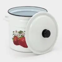 Кастрюля эмалированная, 12 л, с крышкой, цилиндрическая, белая