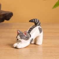 Сувенир «Потягивающийся Кот», 2.5×5×6 см, дерево, чёрно-белый