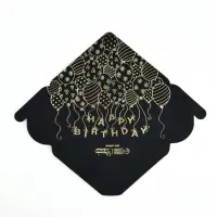 Конверт для денег Happy Birthday, 16.5&times;8 см, тиснение, чёрный крафт
