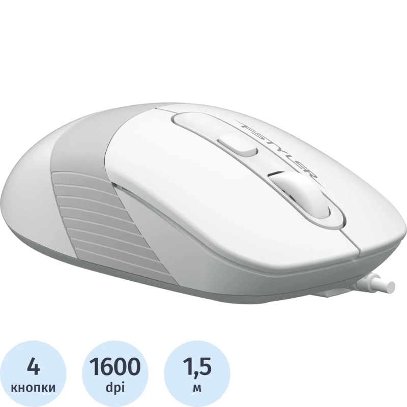 Мышь компьютерная A4Tech Fstyler (FM10 WHITE)белый/серый оптич 1600dpi/4but