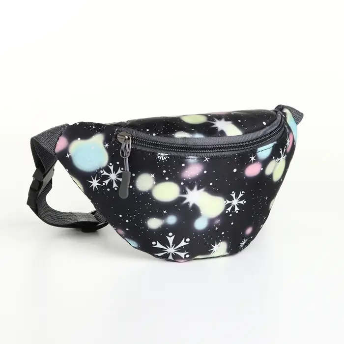 Сумка поясная &laquo;Космос&raquo;, детская, на молнии, чёрная