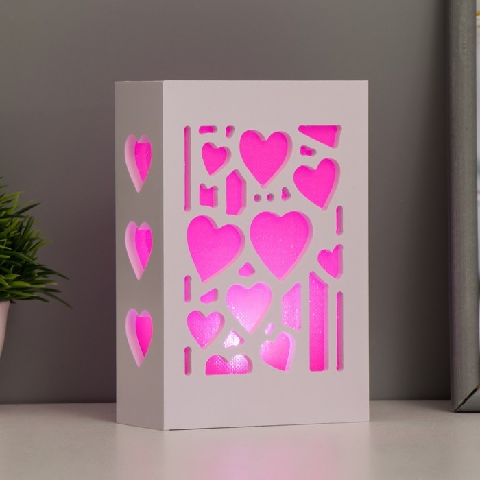 Ночник Ночник "Сердца влюбленных" LED от батареек 2хААА красный 5,5х10х15,5см RISALUX