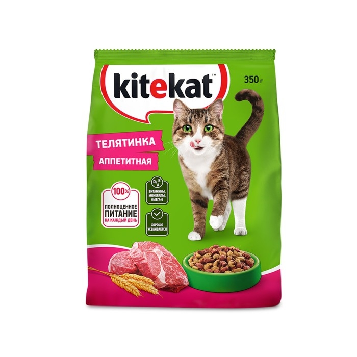 Сухой корм KiteKat  Сухой корм KiteKat "Аппетитная телятинка" для кошек, 350 г
