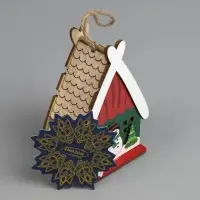 Ёлочная игрушка &laquo;Домик со снеговиком&raquo;, 7.7&times;11&times;6 см, 1 LED, от батареек, свечение тёплое белое