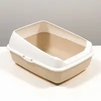 Лоток для кошек, 50.5&times;39&times;23 см, без сетки, пластик, бежевый