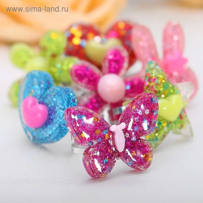 Кольцо детское Выбражулька «Блеск», форма МИКС, безразмерное Кольцо детское Выбражулька «Блеск», форма МИКС, безразмерное