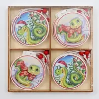 Елочные игрушки в деревянной подарочной упаковке, 12 шт.