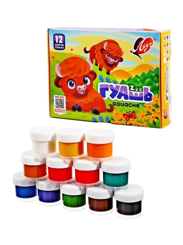 Гуашь 12 цветов &times; 15 мл ZOO