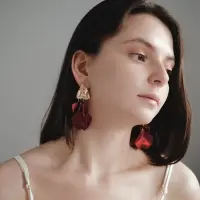 Серьги ассорти &laquo;Ветер&raquo;, мятые треугольники, цвет красно-золотой