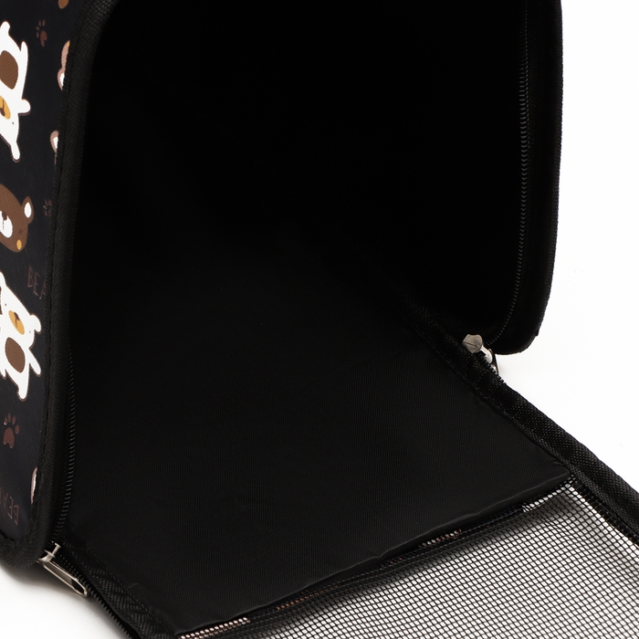 Сумка-переноска каркасная  Сумка-переноска каркасная "Медвежонки", размер M, 40 х 21 х 27 см, чёрный