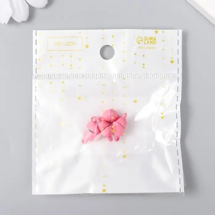 Замок магнитный металл "Сердечко" розовый матовый 2 шт 1,2х1,2 см