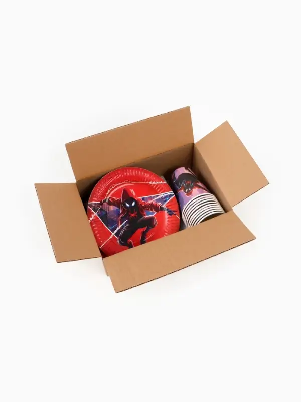 Посуда одноразовая бумажная на 10 персон: стаканы, тарелки, скатерть, Человек Паук Посуда одноразовая бумажная на 10 персон: стаканы, тарелки, скатерть, Человек Паук