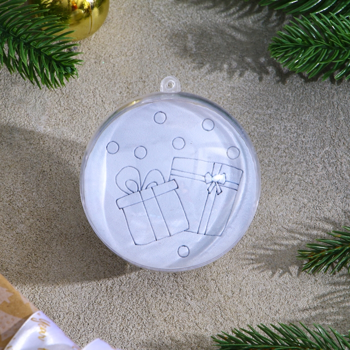 Ёлочное украшение под раскраску «Подарки» размер: 8 см; 2 шт., кисть Ёлочное украшение под раскраску «Подарки» размер: 8 см; 2 шт., кисть