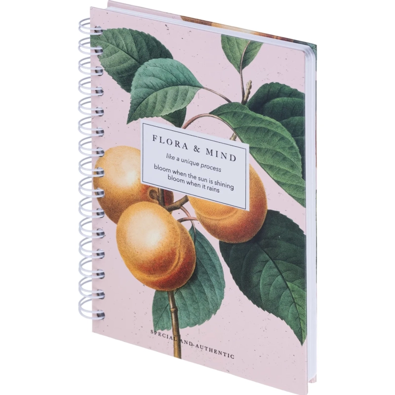 Бизнес-тетрадь, BS, А5, 120л., точка, твердый,спираль. Flora, персики N4211
