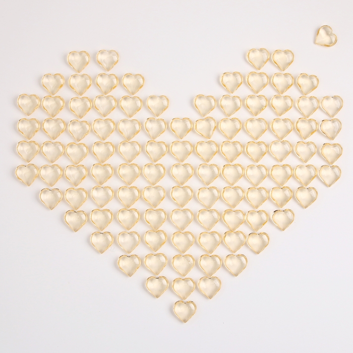 Сердечки пластиковые декоративные, набор 100 шт., размер 1 шт. — 2 × 2 см, цвет золотой