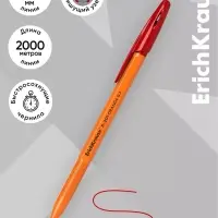 Ручка шариковая ErichKrause R=301 Orange Stick, узел 0.7 мм, красная