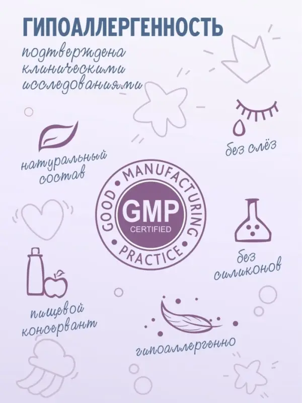 Шампунь-бальзам для девочек AQA baby KIDS блестящие локоны, 250 мл