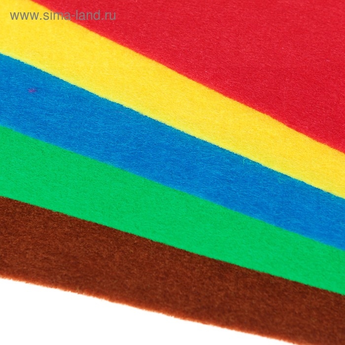 Фетр цветной мягкий A4 deVENTE. Фетр цветной мягкий A4 deVENTE. "Яркие цвета" 5 цветов, 5 листов, толщина 1 мм