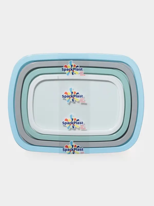 Набор пищевых контейнеров SparkPlast BioFresh, 4 шт.: 500 мл, 1 л, 1.6 л, 2.3 л, прозрачный, крышки МИКС