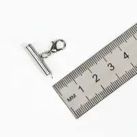 Концевик для браслета из бисера (пара) 20 мм, с цепочкой удлинителем, цвет серебро