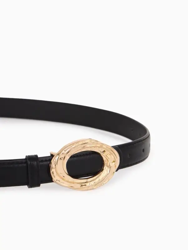 Ремень женский тонкий, 110&times;2.4 см, золотистая пряжка металл, чёрный