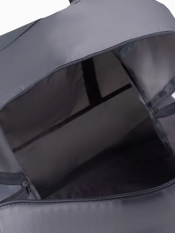 Сумка дорожная на молнии, складная в косметичку, наружный карман, держатель для чемодана, серая, оранжевая