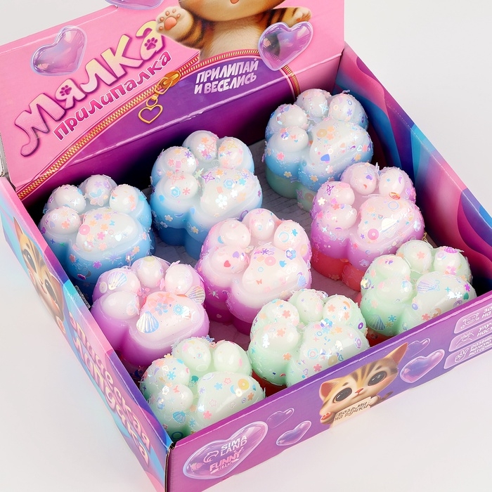 Сквиш антистресс - игрушка «Лапка», с блёстками Сквиш антистресс - игрушка «Лапка», с блёстками