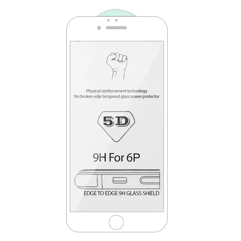 Защитное стекло для iPhone 6 Plus 5D 0.3mm без упаковки белое (без возврата и обмена)
