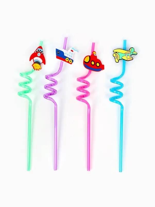 Трубочки для коктейля &laquo;Транспорт&raquo;, набор 4 шт., МИКС