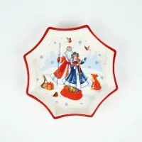 Блюдо керамическое новогоднее «Сказочного года», 21×21×3 см, ручная работа
