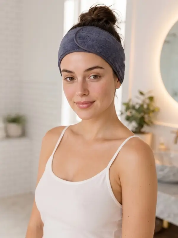 Повязка на голову для умывания и макияжа LoveLife, 9&times;60 см, микрофибра, серая