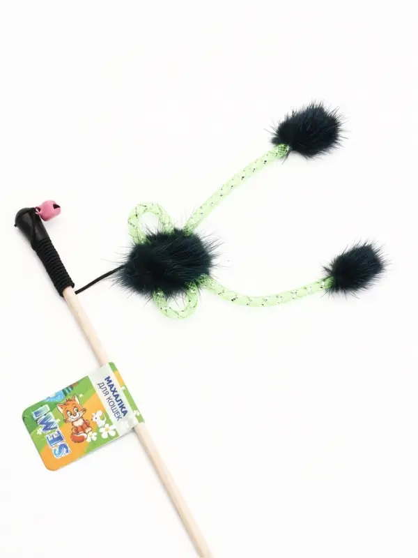 Дразнилка - удочка &laquo;Норковое чудо&raquo;, на деревянной палочке