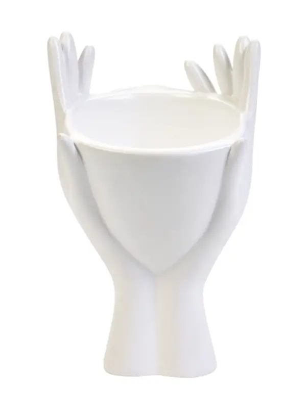 Декоративное кашпо для цветов &laquo;Мечты в руках&raquo;, 380 мл, 20&times;13.5&times;13 см, гипс, белое