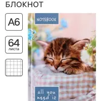 Блокнот А6, 64 листа в клетку &laquo;Соня&raquo;, твёрдая обложка, глянцевая ламинация, блок офсет