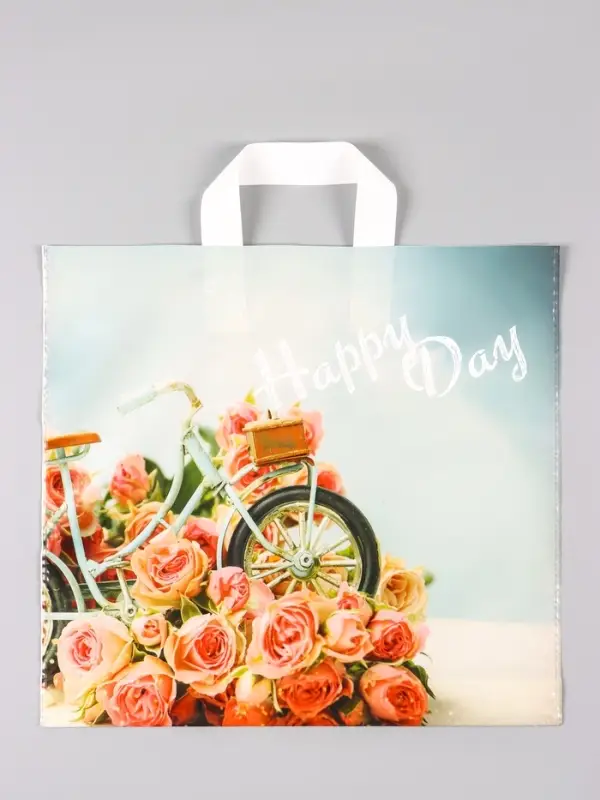 Пакет &laquo;Счастливый день&raquo;, полиэтиленовый с петлевой ручкой, 38&times;34 + 3 см, 70 мкм