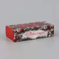 Коробка подарочная для 3 конфет &laquo;Ёлочные шары&raquo;, 13.3&times;3.3&times;5.8 см