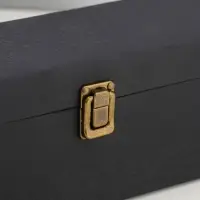 Шкатулка дерево, кожзам под бутылку "Чёрная с оранжевой вставкой" 4 предмета 35х10х11,5 см   1096938