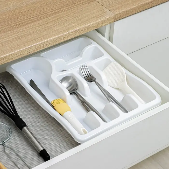 Лоток для столовых приборов в ящик BEROSSI Magic, 6 секций, 38&times;29&times;5 см, пластик, белый